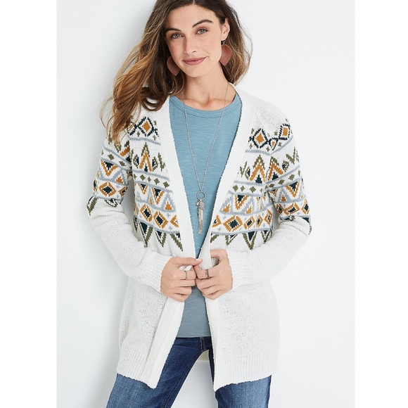 Maurices Sweaters - Maurice’s Women’s White Fair Isle Cardigan